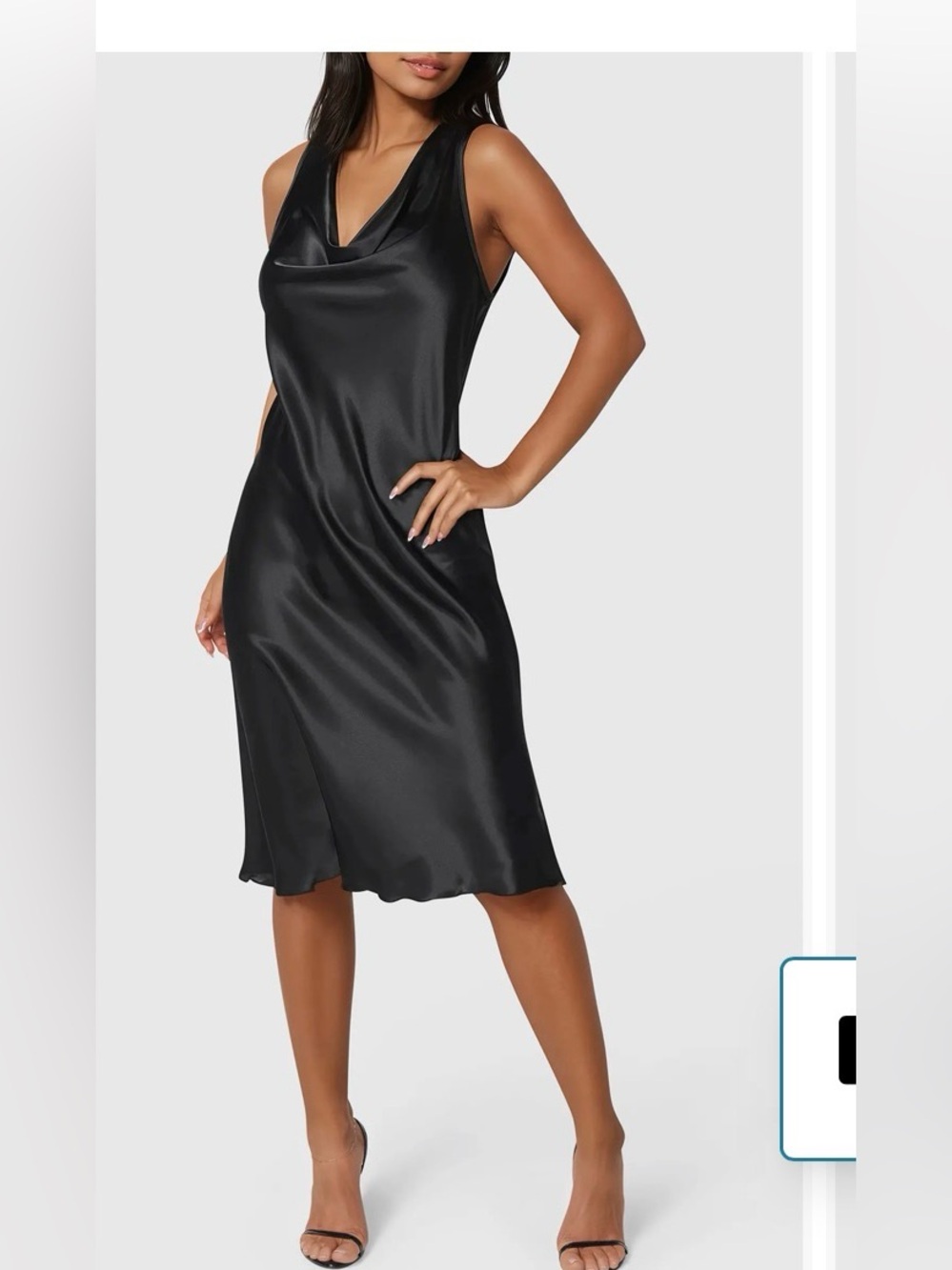 Bebe Black Draped Sleeveless Satin Slipdress Sz M. NWT